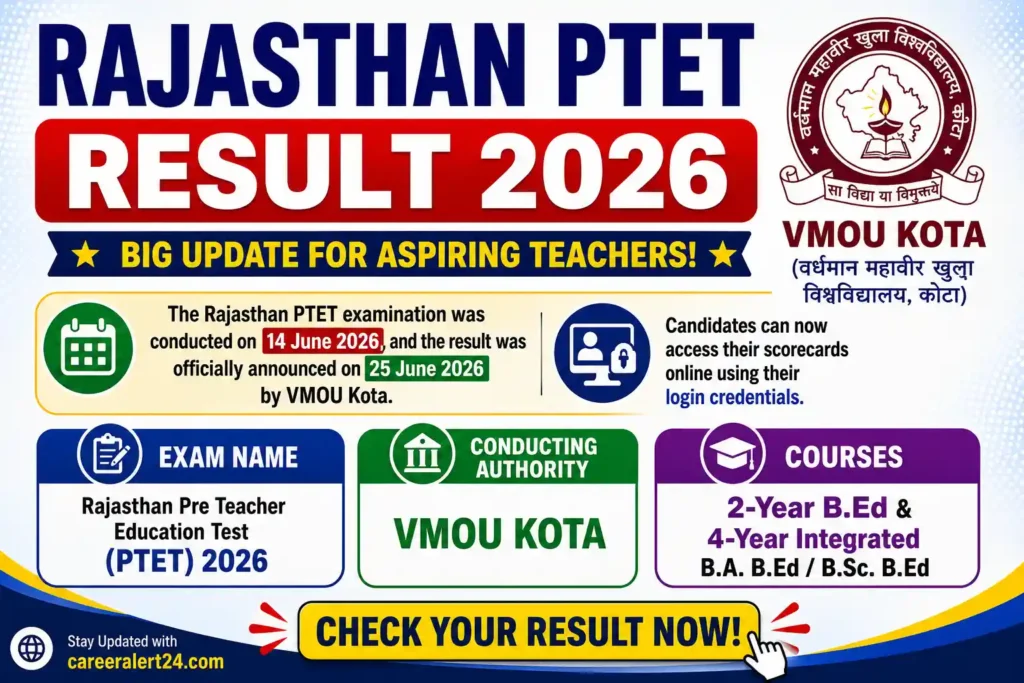 Rajasthan PTET Result 2026 Out
