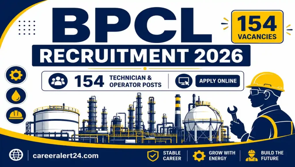 BPCL Recruitment 2026 notification for 154 Process Technician, Operator and Technician vacancies
