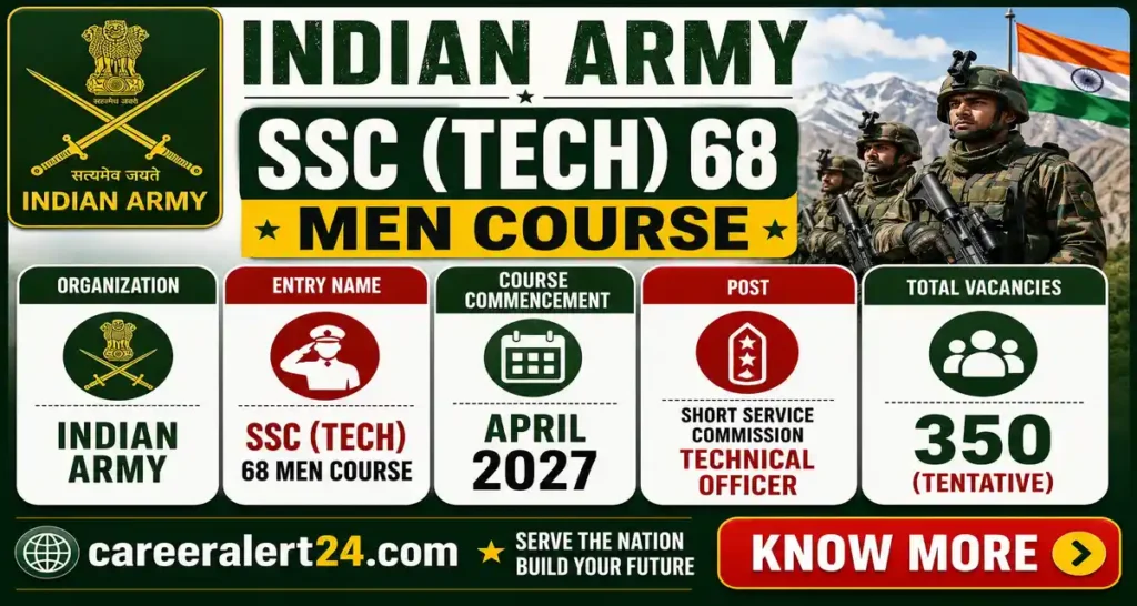 Indian Army SSC (Tech) 68 Men Notification