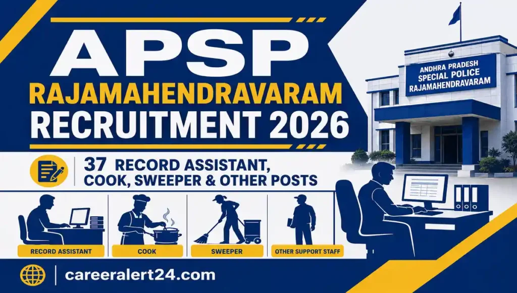 APSP Rajamahendravaram Recruitment 2026 for 37 Record Assistant, Cook, Sweeper and Other Posts