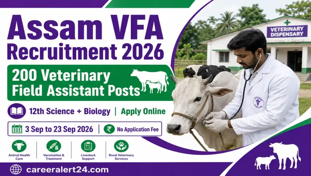 Assam VFA Recruitment 2026 for 200 Veterinary Field Assistant Posts