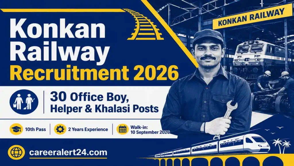 Konkan Railway Recruitment 2026 for 30 Office Boy Helper Khalasi Posts