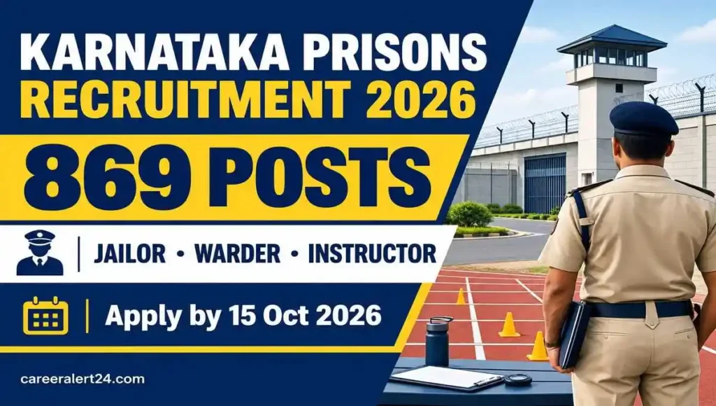 Karnataka Prisons Department Recruitment 2026 for 869 Jailor and Warder posts