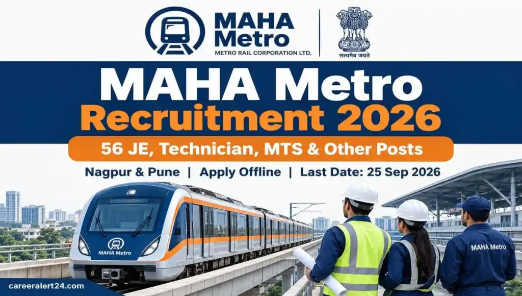MAHA Metro Recruitment 2026 for 56 Junior Engineer Technician MTS and Other Posts