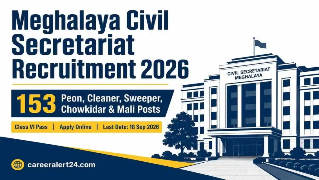Meghalaya Civil Secretariat Recruitment 2026 153 Peon Cleaner Sweeper Chowkidar Mali Posts