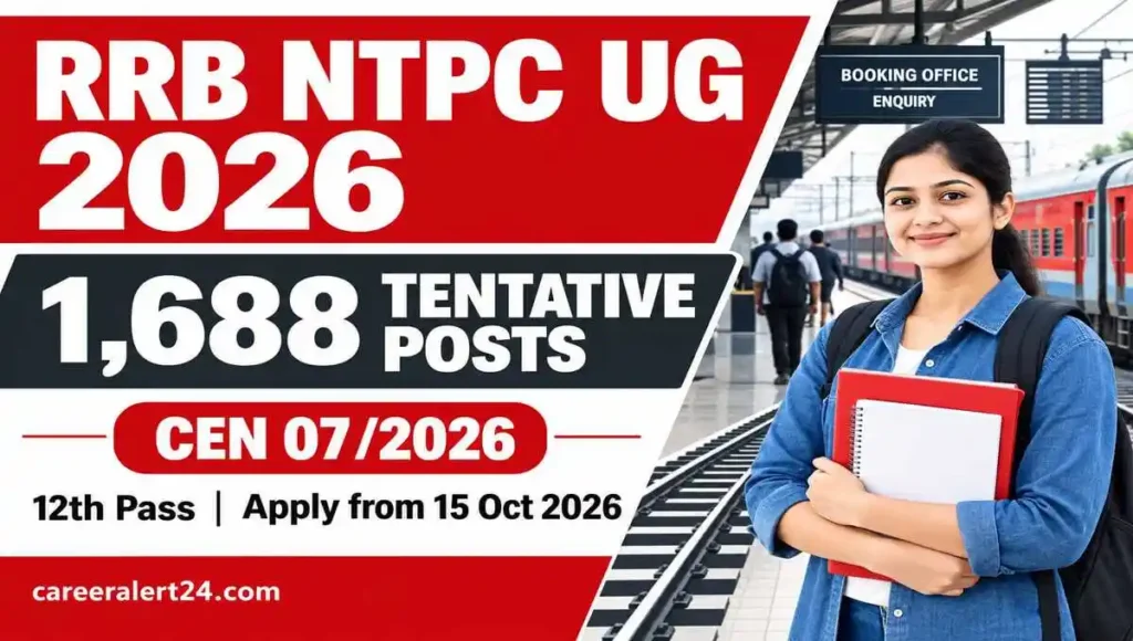 RRB NTPC Undergraduate Recruitment 2026 with 1,688 tentative vacancies