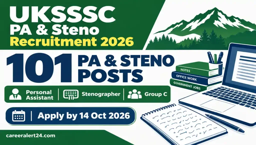 UKSSSC PA and Steno Recruitment 2026, 101 Personal Assistant and Stenographer Posts