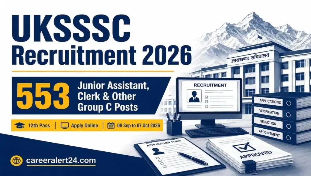 UKSSSC Recruitment 2026 for 553 Junior Assistant and Group C Posts