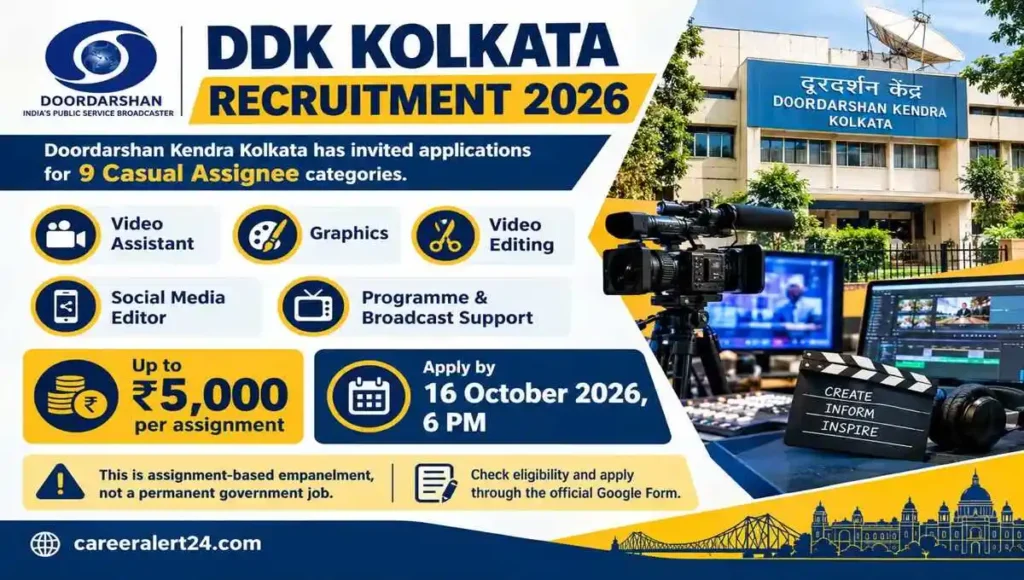 DDK Kolkata Recruitment 2026, 9 Casual Assignee Posts