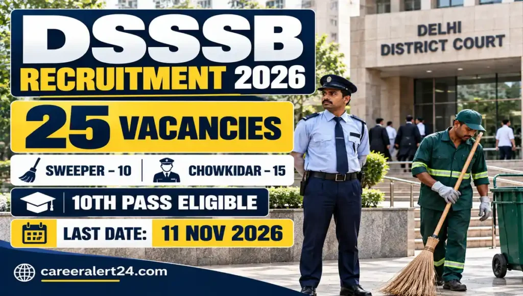 DSSSB Recruitment 2026 for 25 Sweeper Safai Karamchari and Chowkidar vacancies