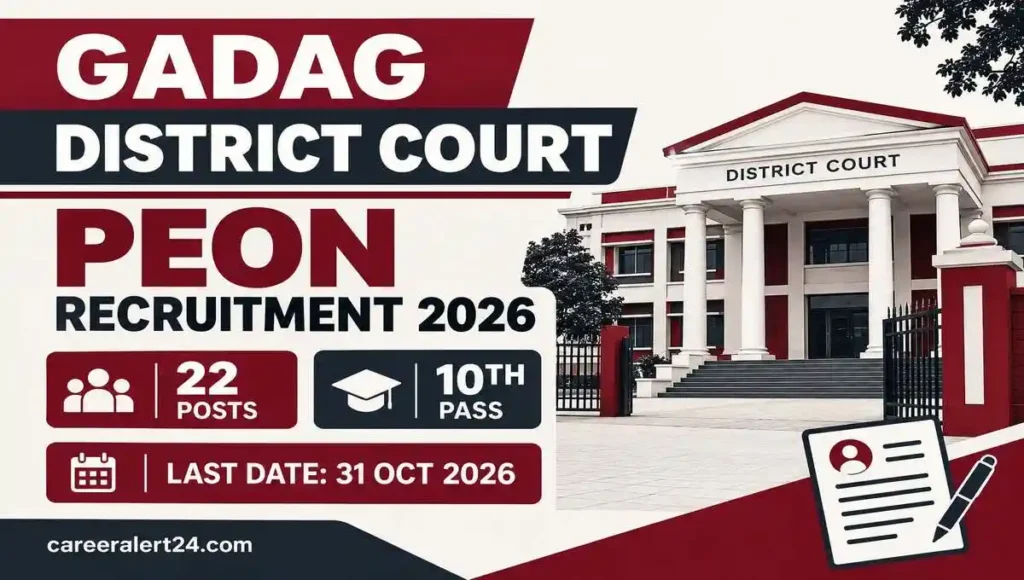 Gadag District Court Peon Recruitment 2026 for 22 10th pass vacancies