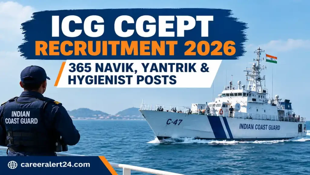 ICG CGEPT Recruitment 2026 for 365 Navik, Yantrik and Hygienist posts