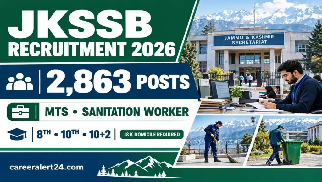 JKSSB Class-IV Recruitment 2026 for 2863 MTS and Sanitation Worker posts