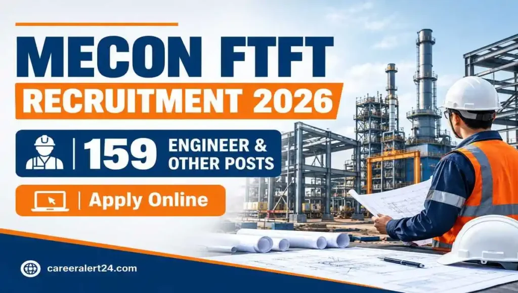 MECON FTFT Recruitment 2026 for 159 Engineer and Junior Engineer Posts