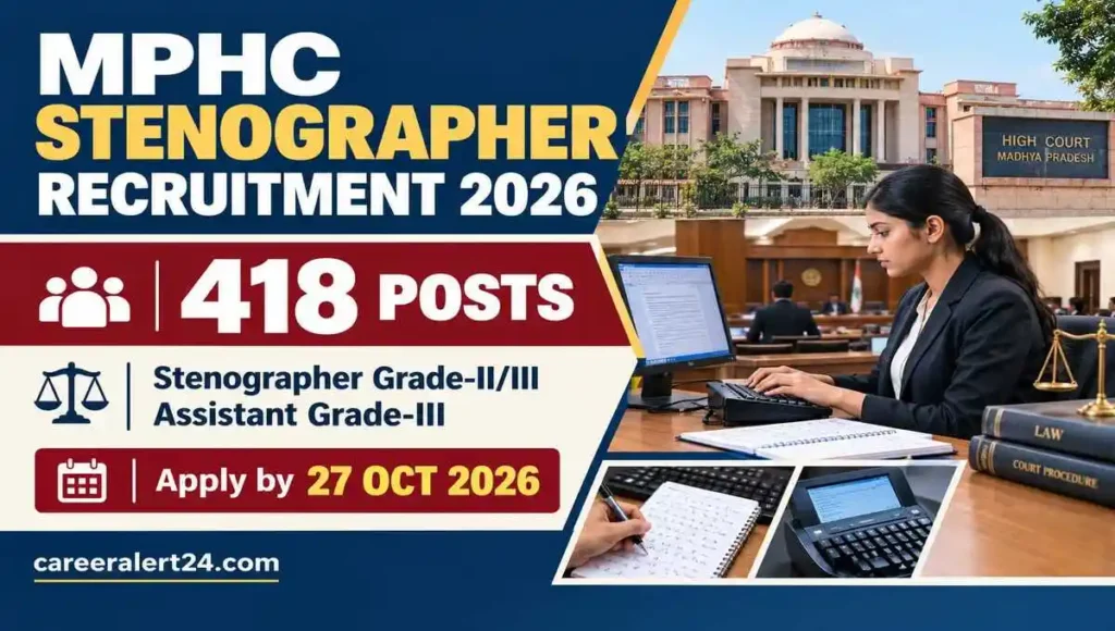 MPHC Stenographer Recruitment 2026 for 418 District Court posts