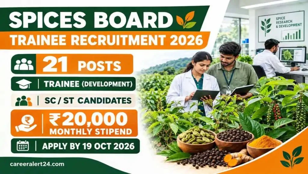 Spices Board Trainee Recruitment 2026, 21 Trainee Development Posts