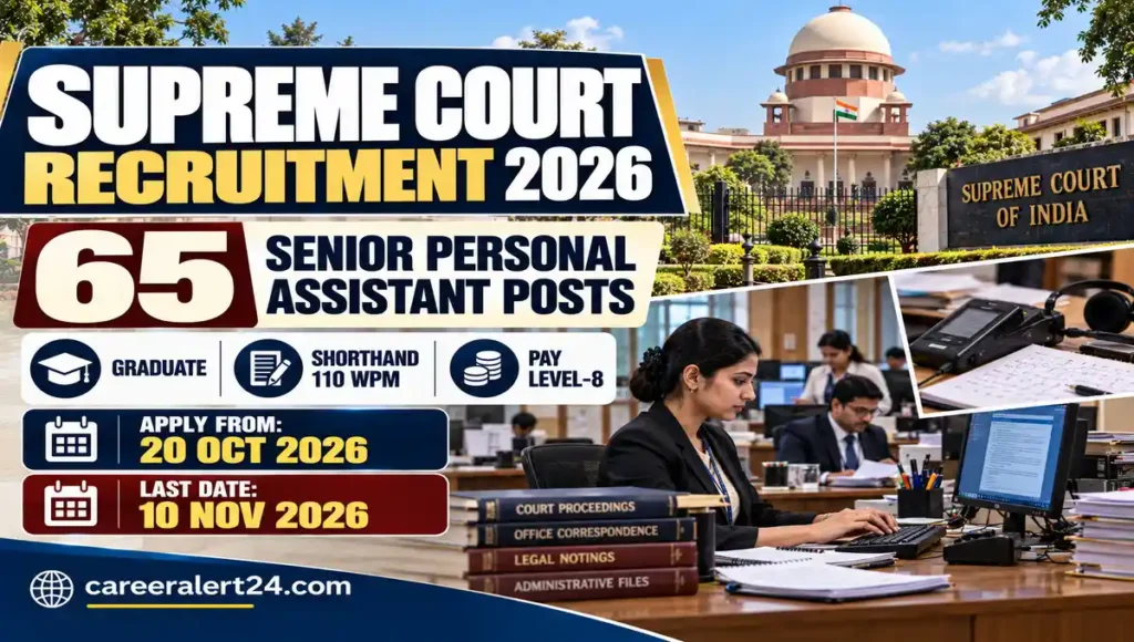 Supreme Court of India Recruitment 2026 65 Senior Personal Assistant Posts