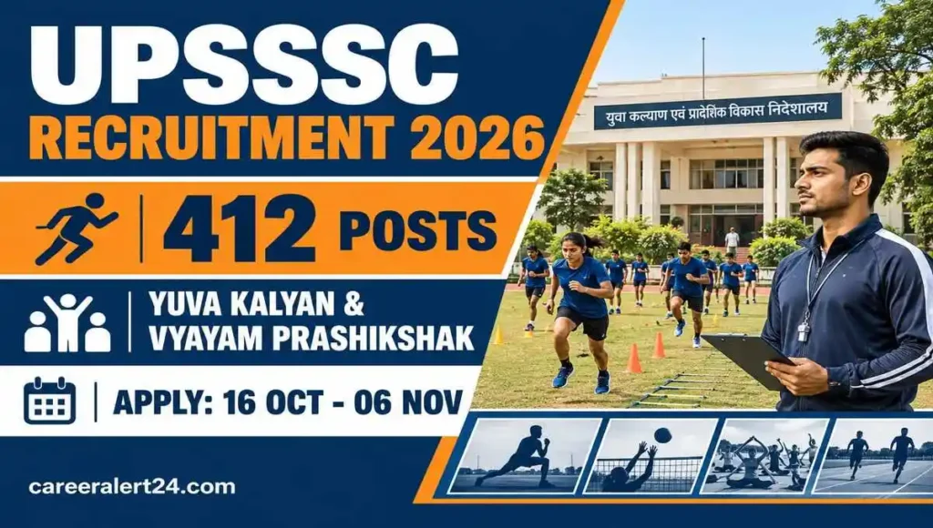 UPSSSC Yuva Kalyan Adhikari and Vyayam Prashikshak Recruitment 2026 for 412 posts